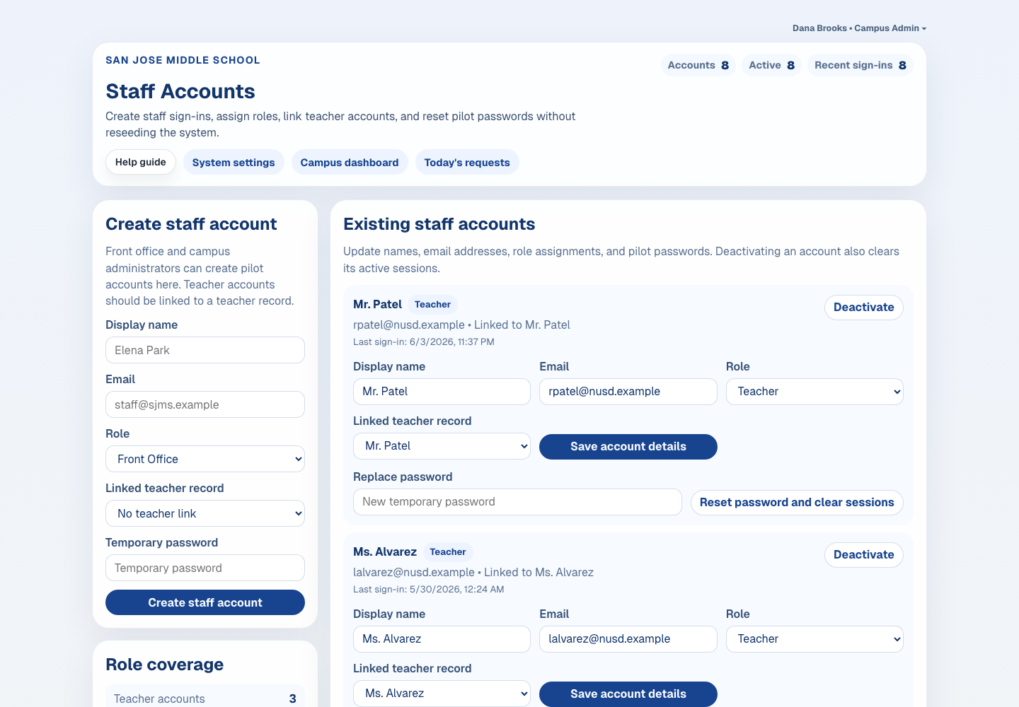 Staff Accounts screenshot