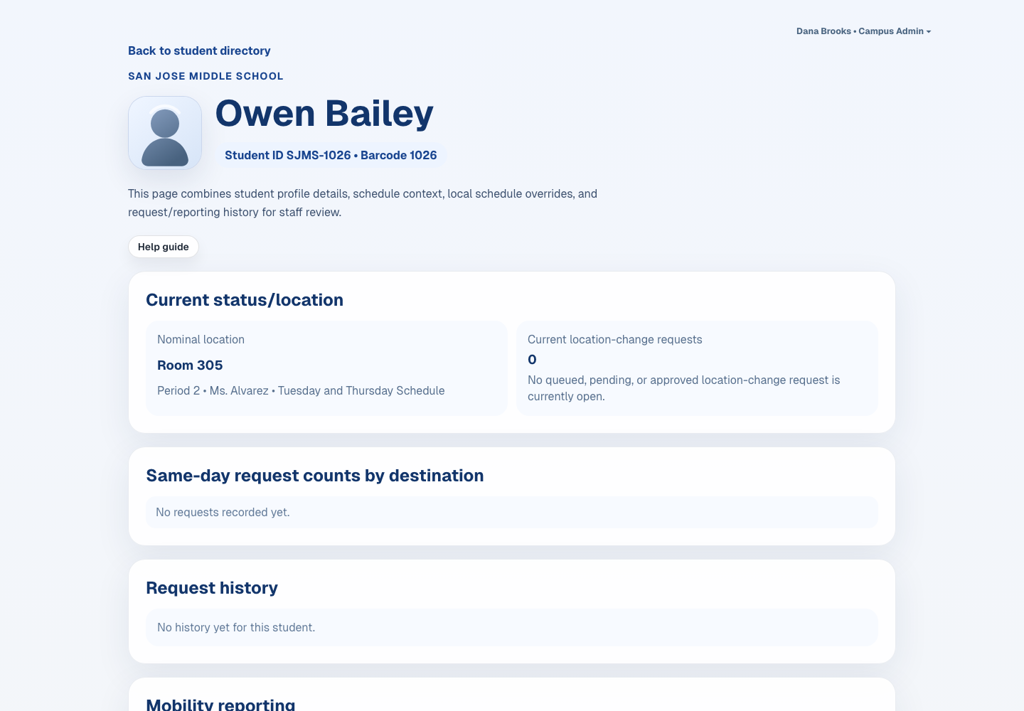 Student Profile screenshot