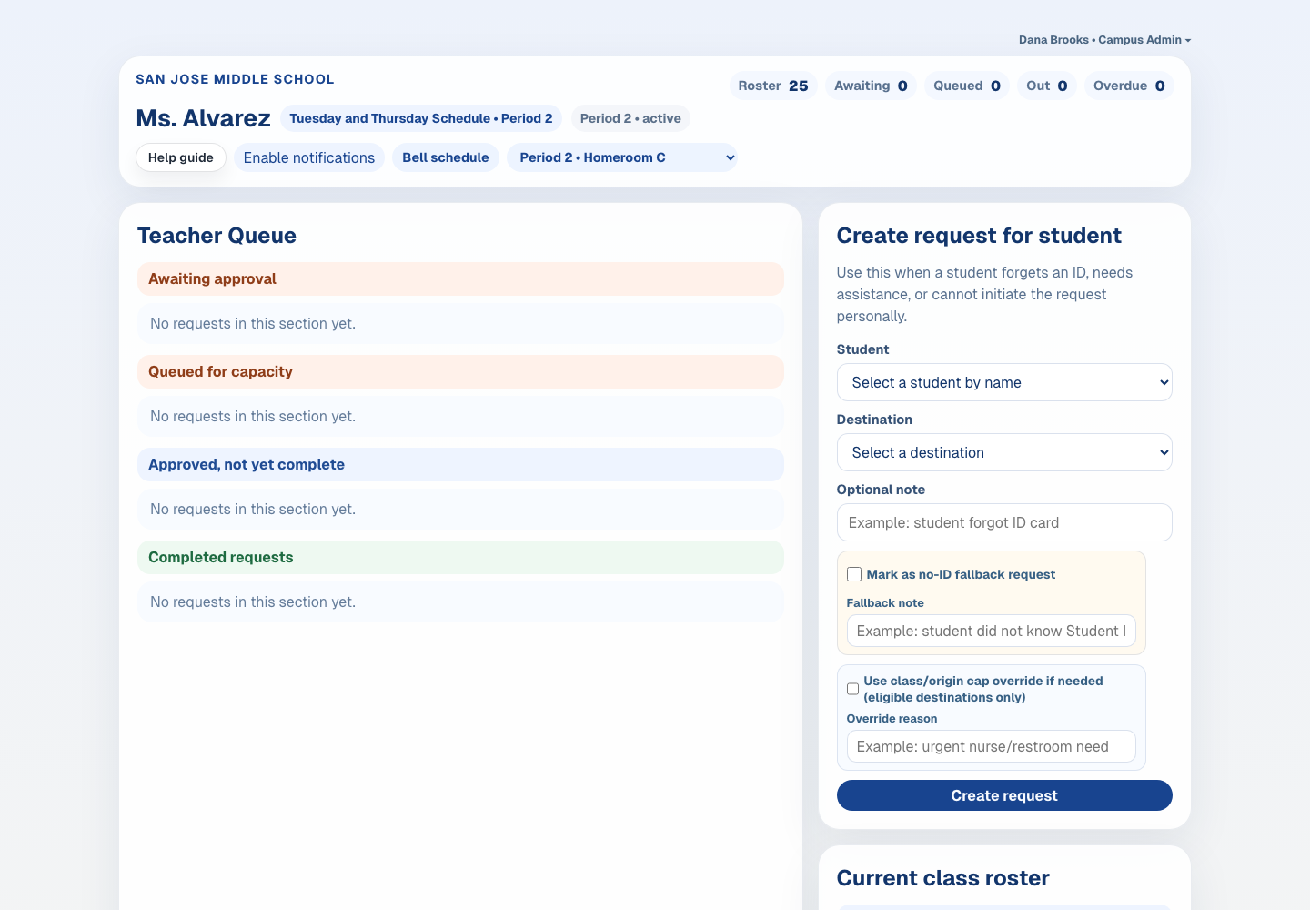 Teacher Dashboard screenshot